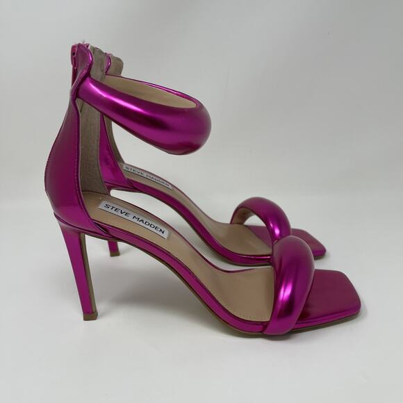 Steve Madden Partay Ankle Strap Stiletto Dress Sandals Womens 7 Pink Metallic - Picture 8 of 11